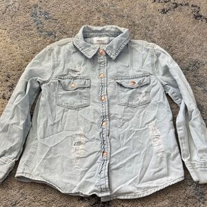 Forever 21 Light Blue Kids Button-Up Denim Jeans Shirt Size 5/6